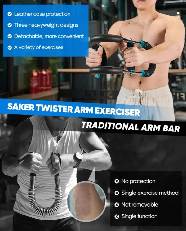 Saker Twister Arm Trainer – Adjustable Strengthener Arm Exercise Equipment, Chest Workout Equipment