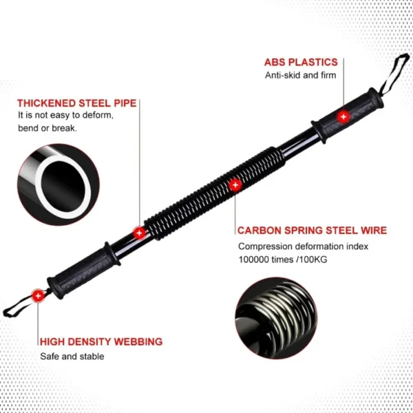 Heavy Duty Power Twister Bar (20KG–60KG) - Upper Body Strength Training Equipment, Spring Chest Expander for Shoulder, Arms and Upper Body Workout Strength Training, Arm Trainer