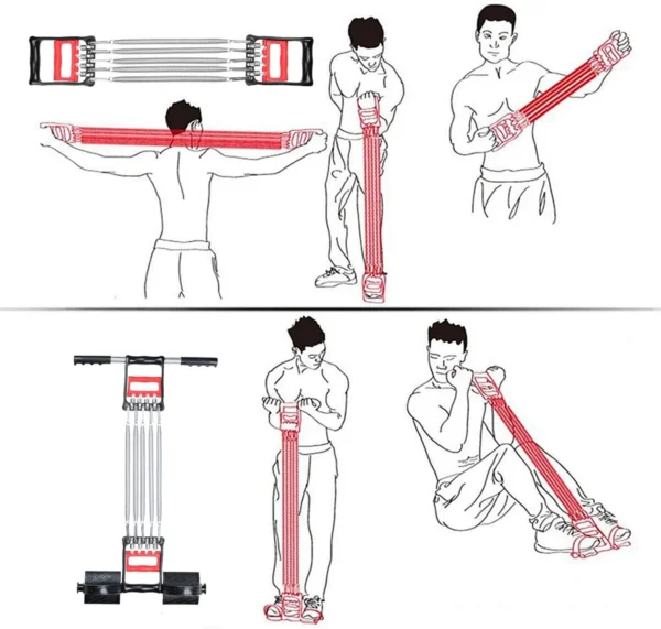 Tummy Trimmer Hand Gripper Chest Expander | Pull-Up Bars Spring Exerciser | Elastic Sit Up Pull Rope | Home Fitness Equipment for Abs, Arms, Chest & Full Body Workout